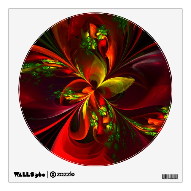Modern Red Green Floral Abstract Art Pattern #05 Wall Decal (Front)
