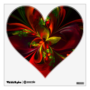 Modern Red Green Floral Abstract Art Pattern #05 Wall Decal