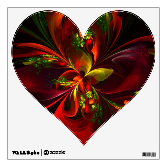 Modern Red Green Floral Abstract Art Pattern #05 Wall Decal (Front)