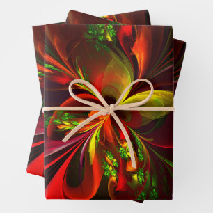 Modern Red Green Floral Abstract Art Pattern #05 Wrapping Paper Sheets