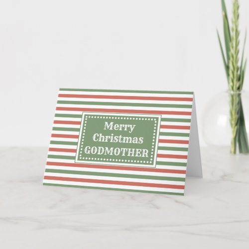 Modern Red Green Godmother Merry Christmas Card