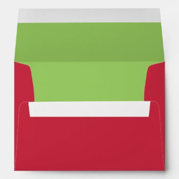 Modern Red & Green Holiday Greeting Card Envelope by thechristmascardshop at Zazzle