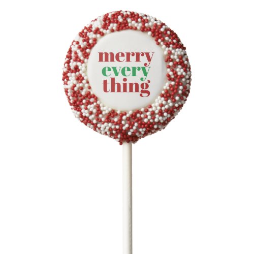Modern Red Green Merry Everything Christmas Chocolate Covered Oreo Pop