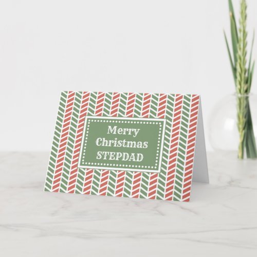 Modern Red Green Stepdad Merry Christmas Card