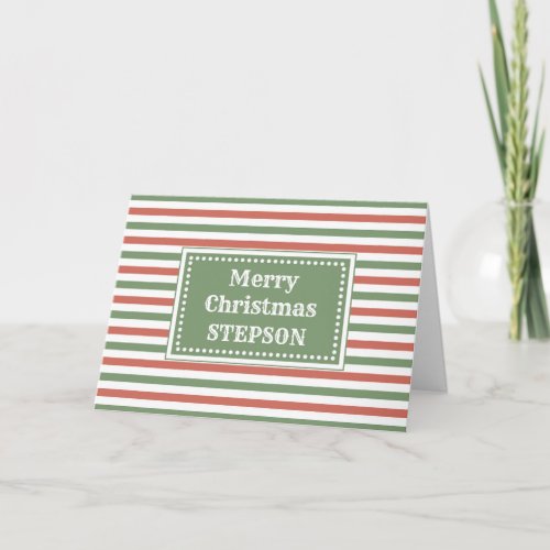 Modern Red Green Stepson Merry Christmas Card