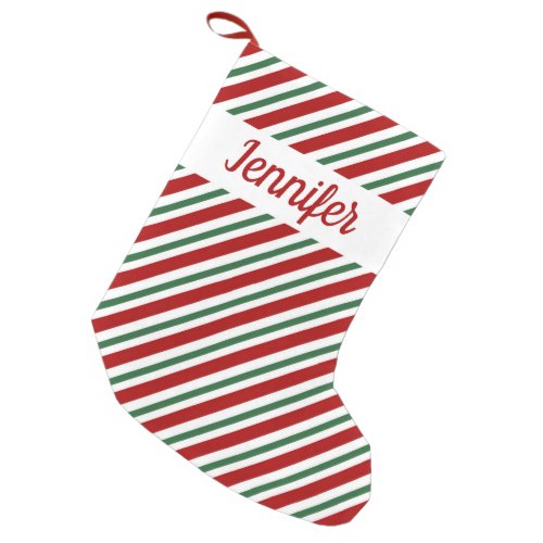 Modern Red Green Stripes Pattern Small Christmas Stocking
