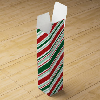 Modern Red, Green, White Christmas Candy Stripes Wine Gift Box