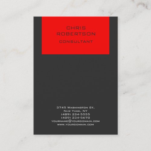 Modern Red Grey Vertical Standard Business Card