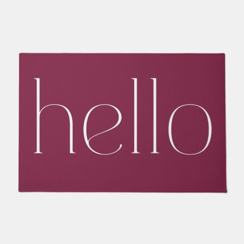 Modern Red Hand Scripted Hello Welcome Doormat