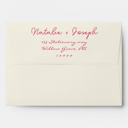 Modern Red Hand_Written calligraphy Retro Wedding  Envelope