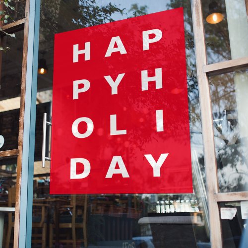 Modern Red Happy Holiday Window Cling