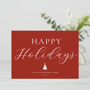 Modern Red Happy Holidays Business Holiday Card