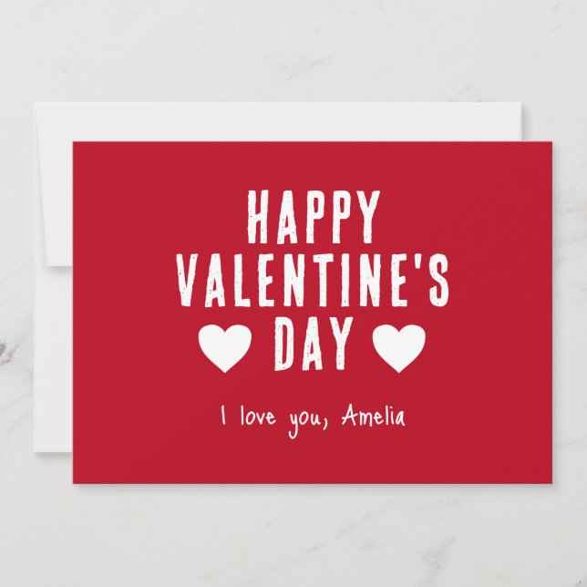 Modern Red Happy Valentine's Day Hearts Boyfriend Holiday Card (Front)