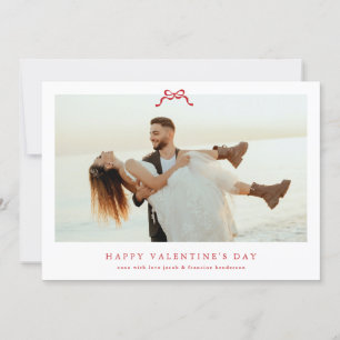 modern red heart bow happy valentine's day photo holiday card