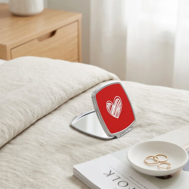 Modern Red Heart Compact Mirror (Creator Uploaded)