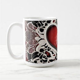 Modern Red Heart Lace Love  Coffee Mug