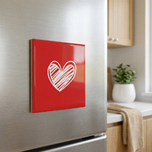 Modern Red Heart Refrigerator Magnet