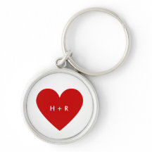 Modern Red Heart Simple Custom Text Silver Metal