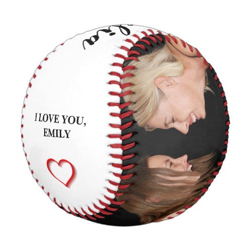 Modern Red Heart Woman Family Photo Collage Baseball