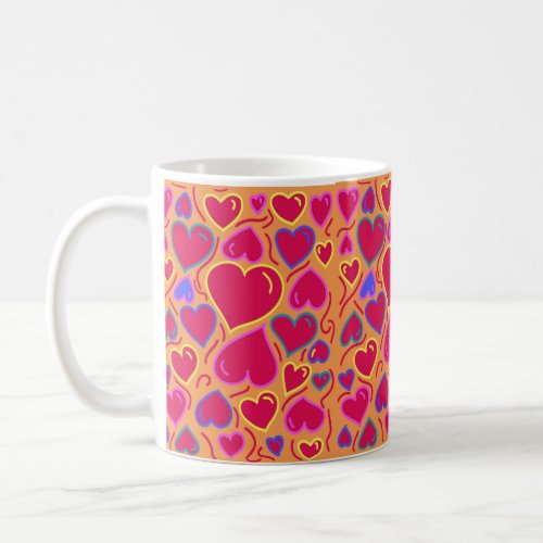 Modern red hearts coffee mug