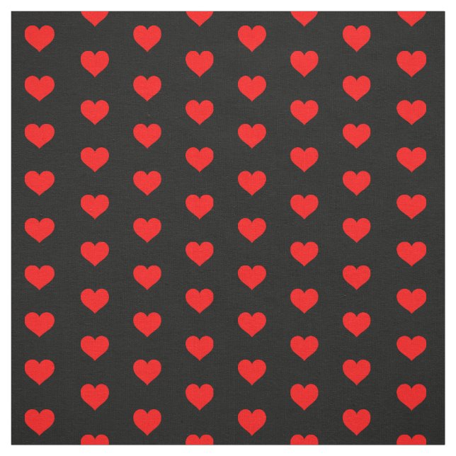 Modern Red Hearts on Black Valentine Pattern Fabric (Swatch)