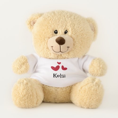 Modern Red Hearts Personalized Teddy Bear