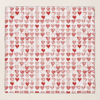 Modern Red Hearts Scarf