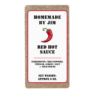 Modern Red Hot Chili Sauce Pepper Kraft Label