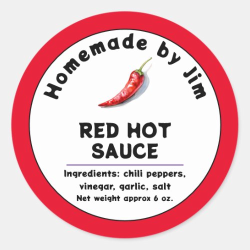 Modern Red Hot Chili Sauce Pepper Label 