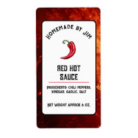 Modern Red Hot Chili Sauce Pepper Label