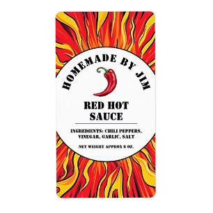 Modern Red Hot Chili Sauce Pepper Label