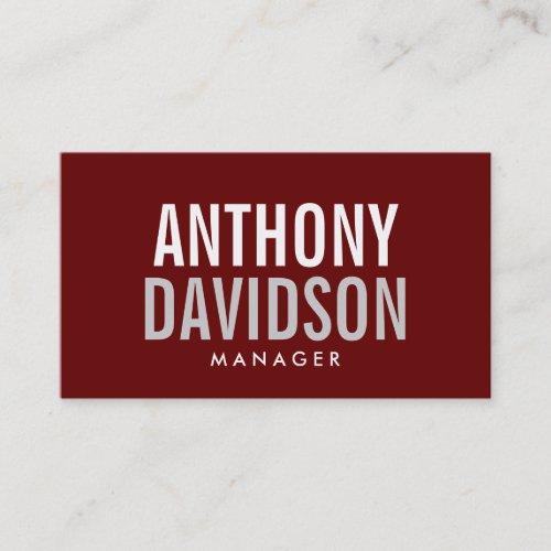 Modern Red Huge Bold Text Business Card