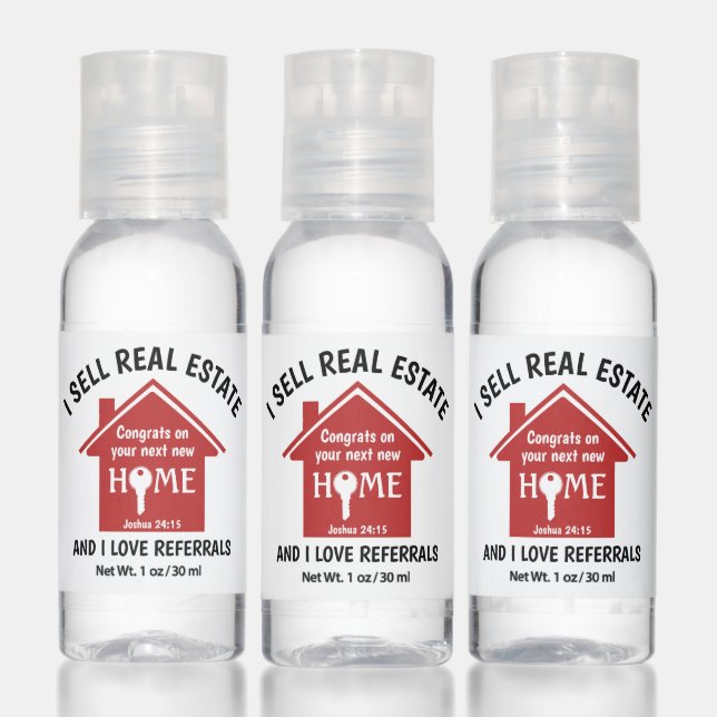 Modern Red I SELL REAL ESTATE Realtor Hand Sanitizer (Set)