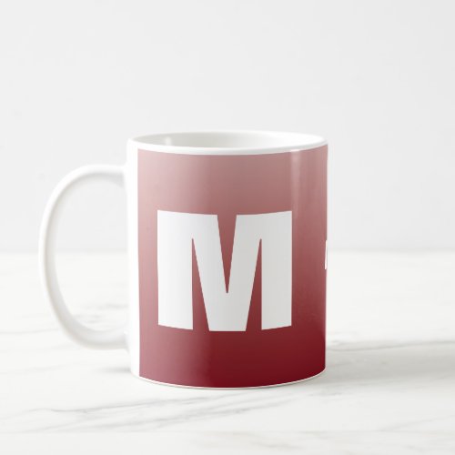 Modern red initial name coffee mug