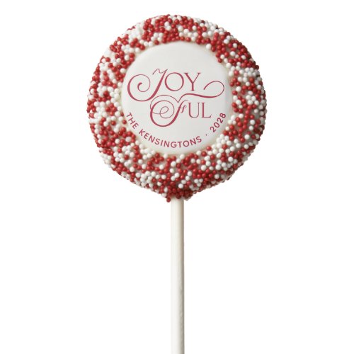 Modern Red Joyful Christmas Holiday  Chocolate Covered Oreo Pop