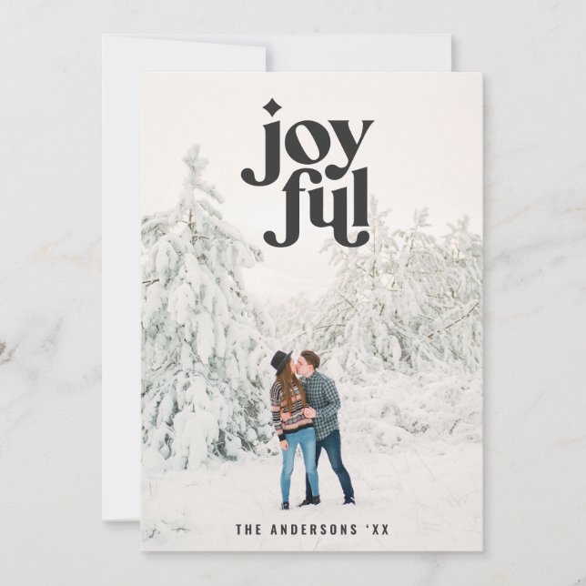 Modern red joyful photo Christmas Holiday Card (Front)