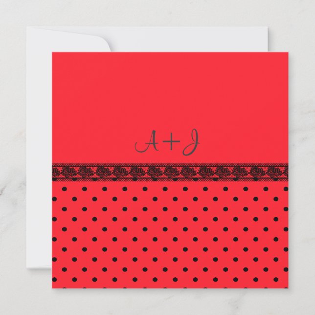 MODERN RED LACE SPOT WEDDING INVITATION (Front)