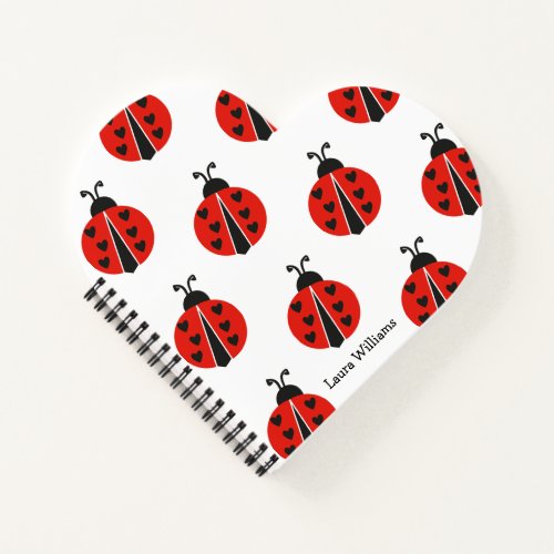 Modern Red Ladybug Personalized Notebook