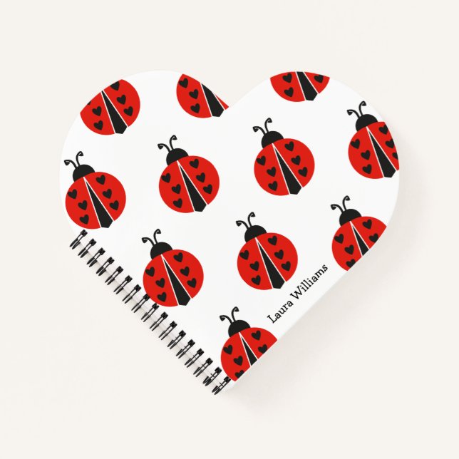 Modern Red Ladybug Personalized Notebook (Front)