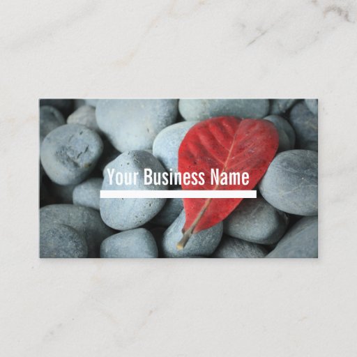 Customizable Modern Red Leaf and Stones Business Cards