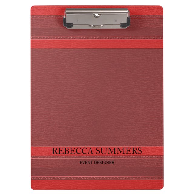 Modern Red Leather Look Clipboard (Front)