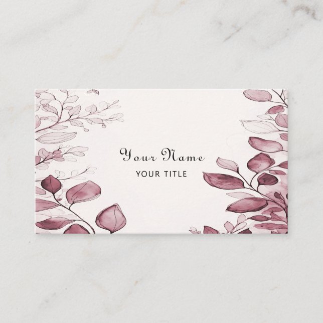 Modern Red Leaves Business Card (Front)