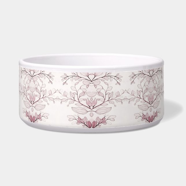 Modern Red Leaves Ceramic Pet Bowl (Front)