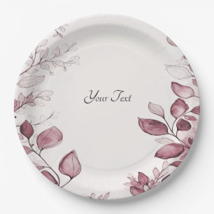 Modern Red Leaves Paper Plate