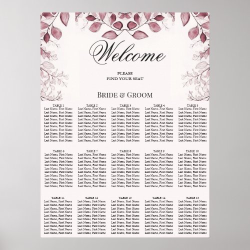 Modern Red Leaves Seating Chart