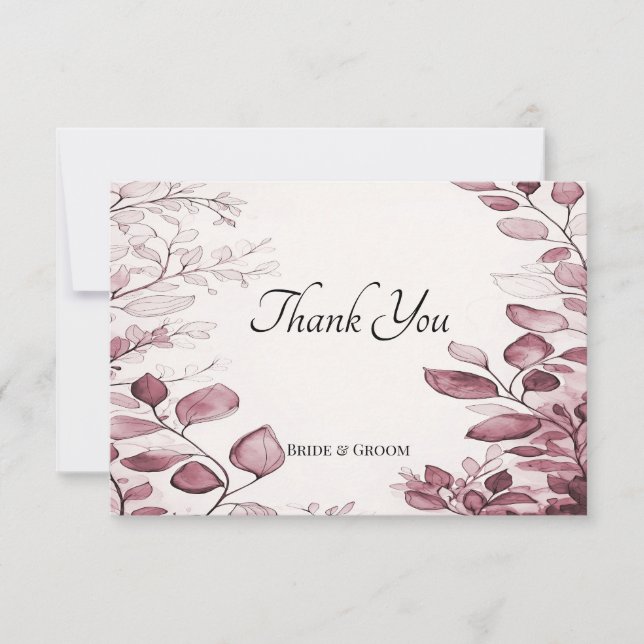 Modern Red Leaves Thank You Card (Front)