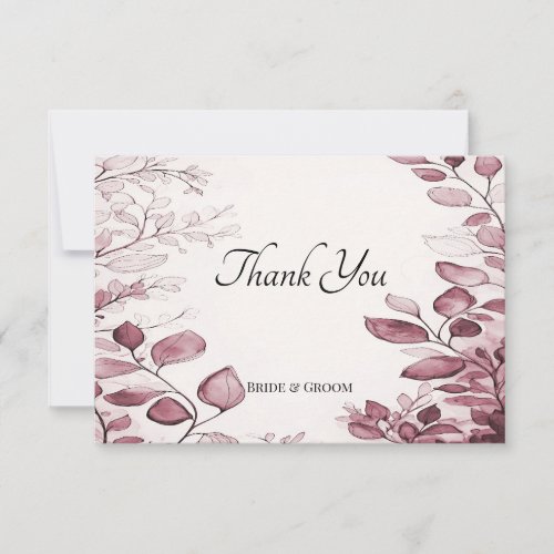 Modern Red Leaves Thank You Card