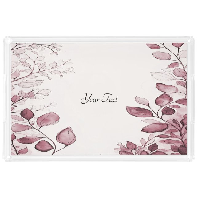 Modern Red Leaves Vanity Tray (Front)