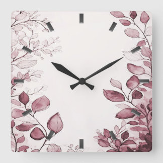 Modern Red Leaves Wall Clock