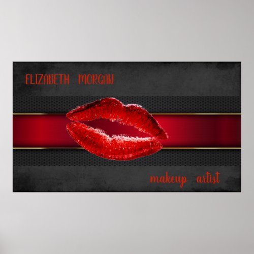 Modern Red LipsKiss  Makeup artist Poster